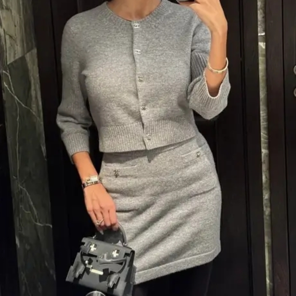 CHANEL Light Gray Women's Cardigan